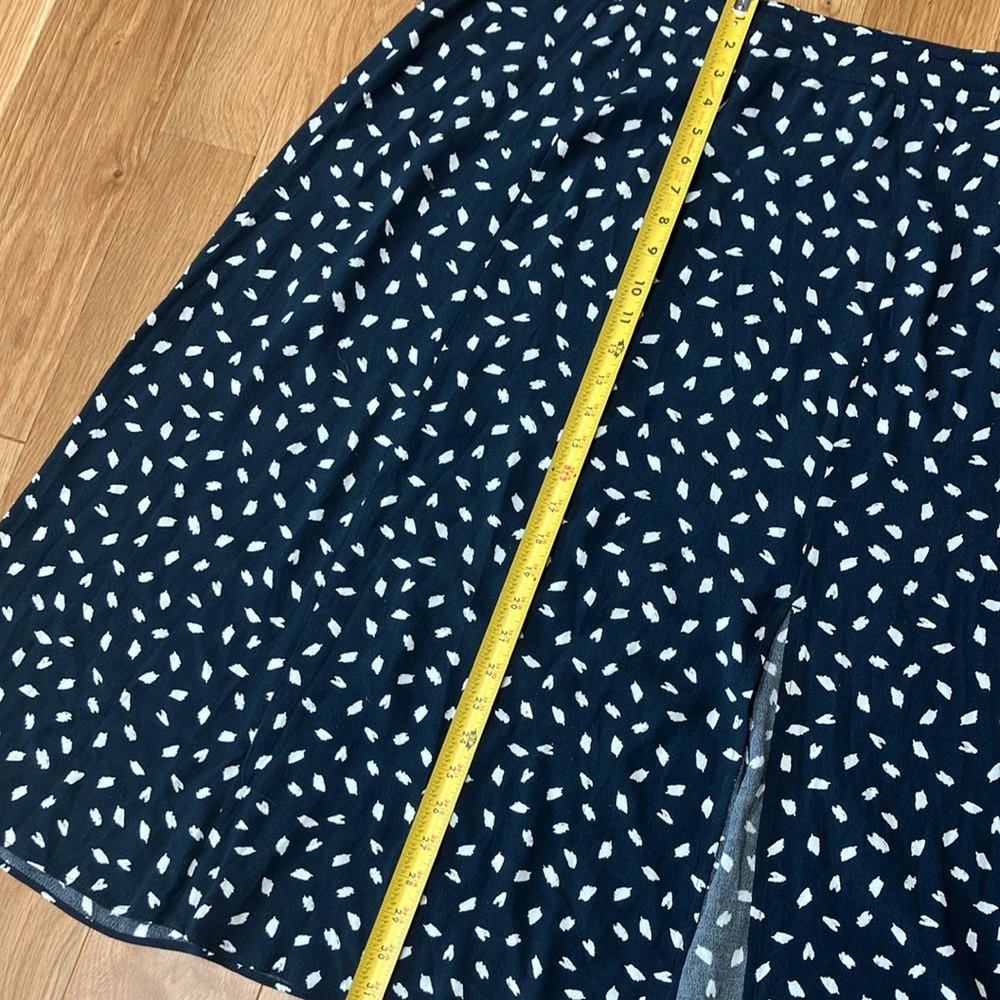 LOFT Navy and White A-Line Skirt with slit! - Picture 6 of 8